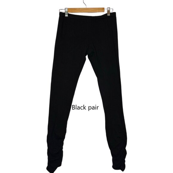 2 Pairs Pyramid Collection Ruched Ankle Stretchy Leggings Black & Brown Sz L - Picture 11 of 16